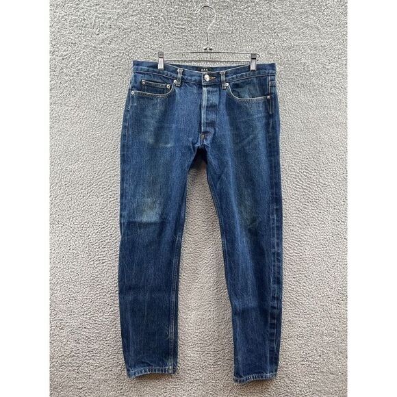 APC "New Cure H Jean Tres Etroit" Rigid Dark-Wash Raw Denim Jeans 33 - Picture 1 of 4